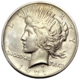 1921 Silver Peace Dollar AU+