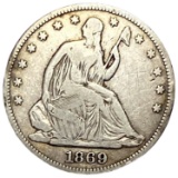 1869 Seated Liberty Half Dollar Avg Circ