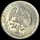 1893Go RS Mexico Silver 8 Reales Cap & Rays UNCIRCULATED