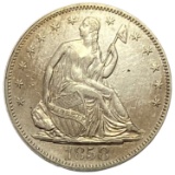 1858 Seated Liberty Half Dollar AU+