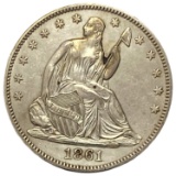 1861 Seated Liberty Half Dollar AU