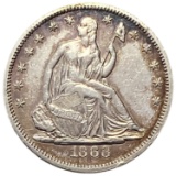 1868 Seated Liberty Half Dollar AU
