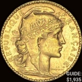 1909 France Rooster Gold 20 Franc .1867oz UNCIRCULATED