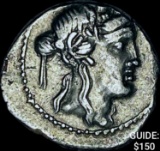 78 BC Roman Rep M Volteius Mf Silver Bacchus CHOICE AU