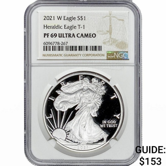 2021-W Silver Eagle NGC PF69 UC Heraldic Eagle T-1