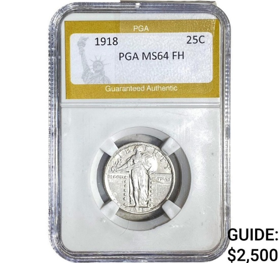1918 Standing Liberty Quarter PGA MS64 FH