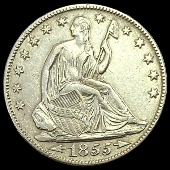 1855-O Arr Seated Liberty Half Dollar CLOSELY UNCIRCULATED