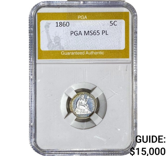 1860 Seated Liberty Half Dime PGA MS65 PL