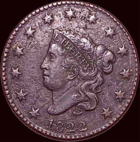1822 Coronet Head Large Cent CLOSELY  UNCIRCULATED
