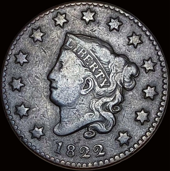 1822 Coronet Head Large Cent LIGHTLY  CIRCULATED