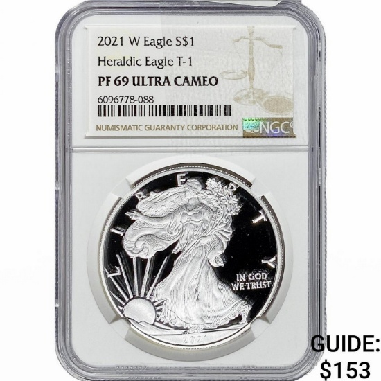 2021-W Silver Eagle NGC PF69 UC Heraldic Eagle T-1