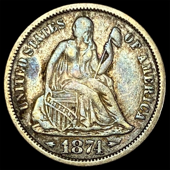 1874 Seated Liberty Dime ABOUT UNCIRCULATED