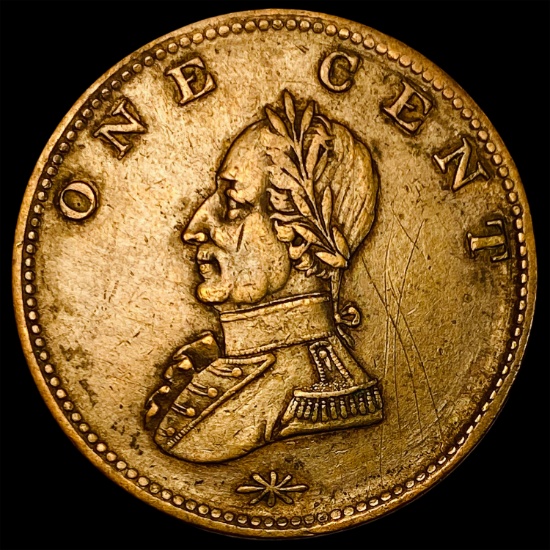 1783 Washington Military Bust Cent ABOUT UNCIRCULATED