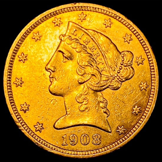 1908 Liberty Head Half Eagle $5 Gold CHOICE AU