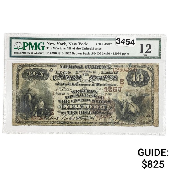 1882 $10 New York The Western NB of US PMG F 12