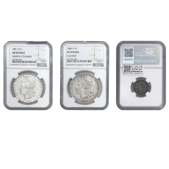 1867-1886 [3 Coins] U.S. Coin Lot NGC XF-AU Detail