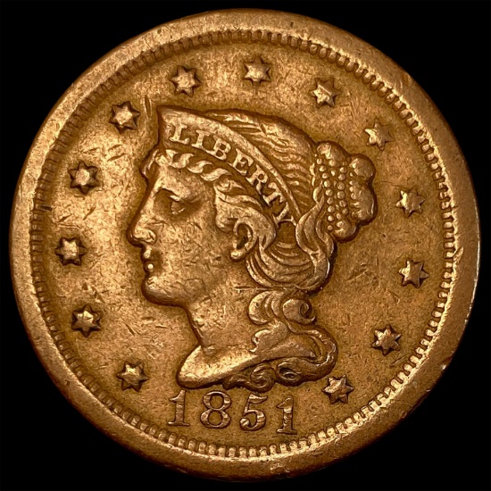 1851 Braided Hair Large Cent NEARLY UNCIRCULATED