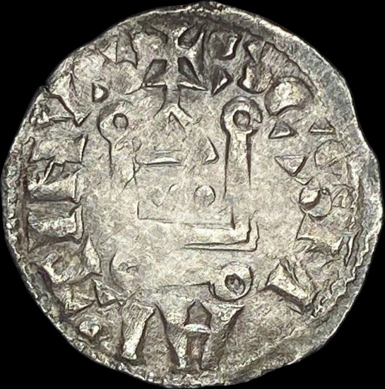 1150-1200 France Abbey of St. Martin Silver Denier NEARLY UNCIRCULATED