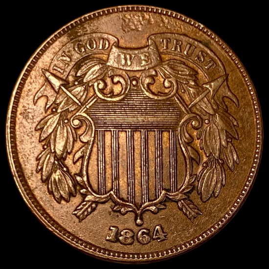 1864 Bronze Two-Cent Piece CLOSELY UNCIRCULATED