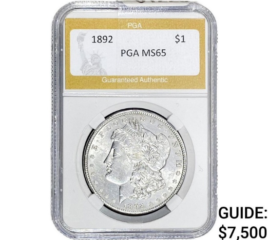1892 Morgan Silver Dollar PGA MS65