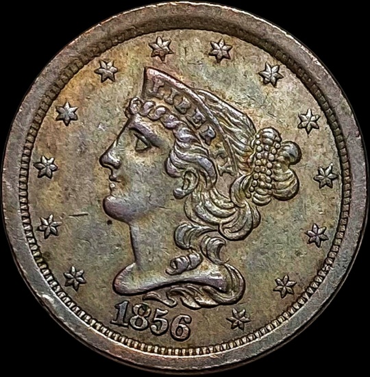 1856 Braided Hair Half Cent CLOSELY  UNCIRCULATED