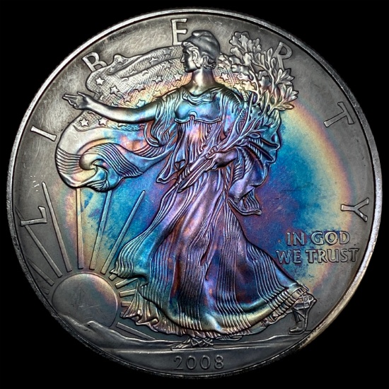 2008 Toned 1oz Silver American Eagle $1 GEM BU