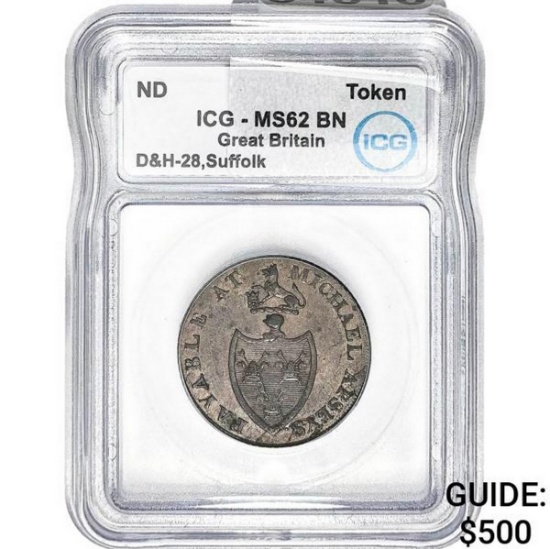 ND Gr Britain D&H-28 Suffolk Token ICG MS62 BN