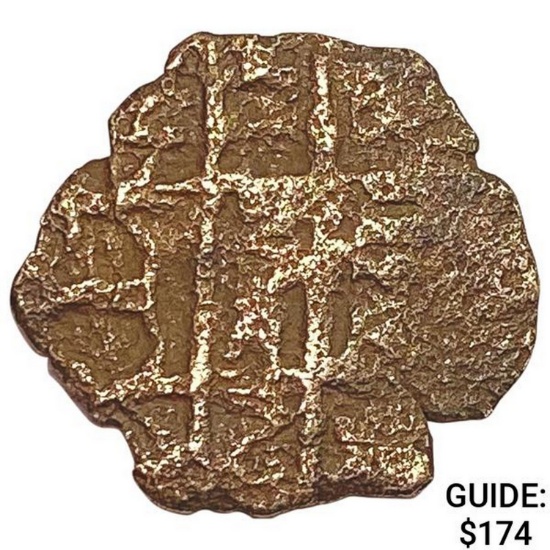 1500-1600'S Spanish Empire Silver 1 Reales Cob NEARLY UNCIRCULATED