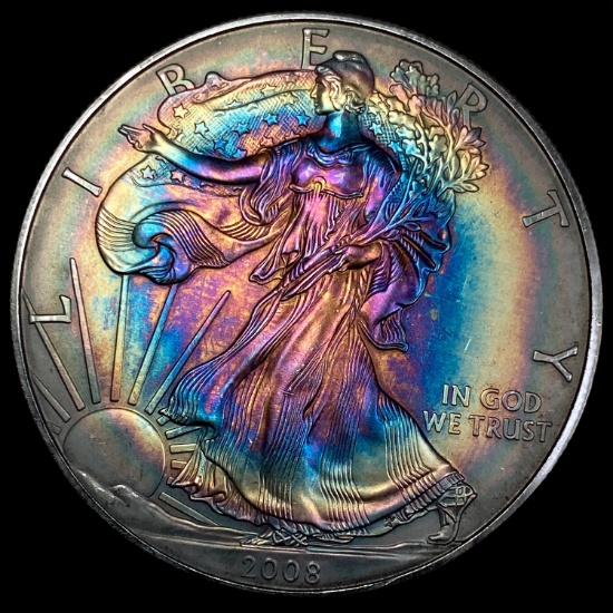 2008 Toned 1oz Silver American Eagle $1 GEM BU