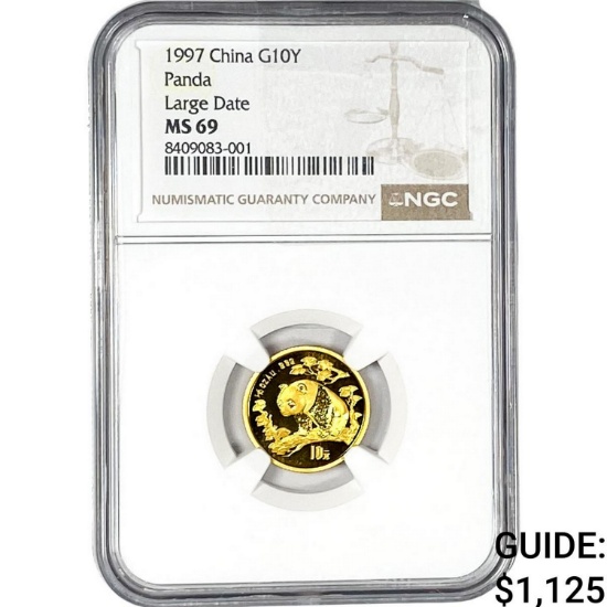 1997 China .10oz Gold 10 Yen-Panda LG Date NGC MS69