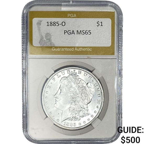 1885-O Morgan Silver Dollar PGA MS65