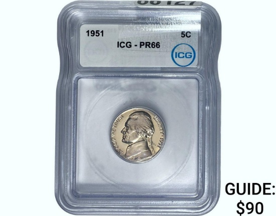 1951 Jefferson Nickel ICG PR66