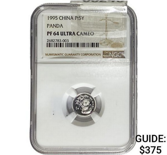 1995 China 1/20oz Platinum Panda 5 Yuan NGC PF64
