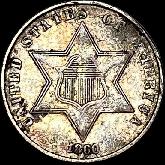 1860 Silver Three-Cent Piece CLOSELY UNCIRCULATED