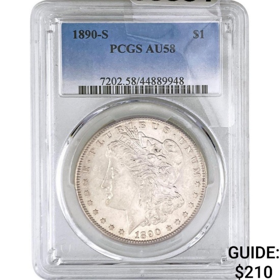 1890-S Morgan Silver Dollar PCGS AU58