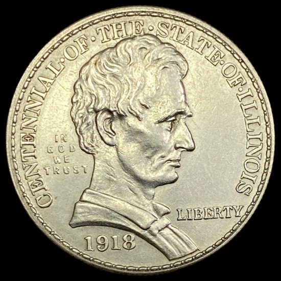 1918 Silver Illinois Half Dollar CLOSELY UNCIRCULATED