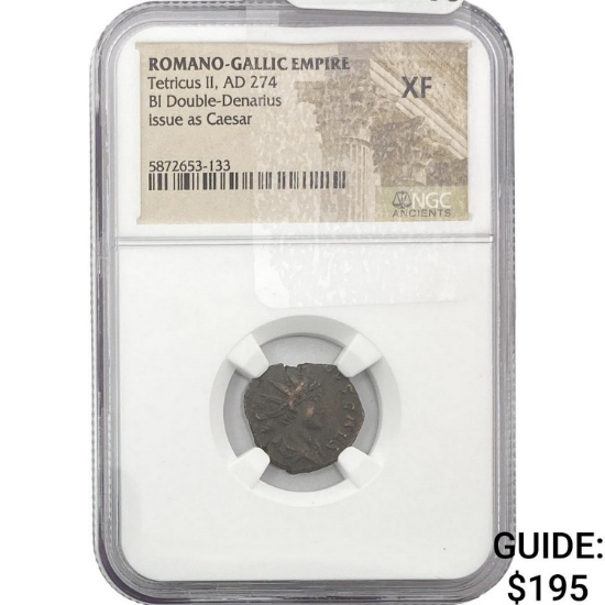 Romano-Gallic Tetricus II 274 BI Double-Denarius NGC XF