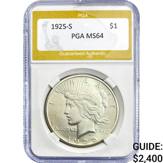 1925-S Silver Peace Dollar PGA MS64