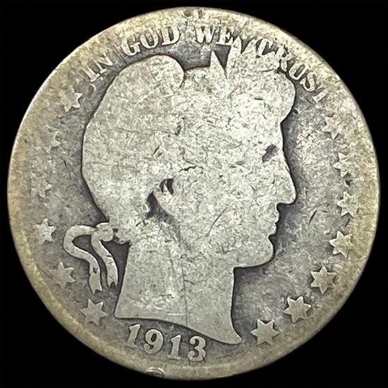 1913-S Silver Barber Half Dollar NICELY CIRCULATED