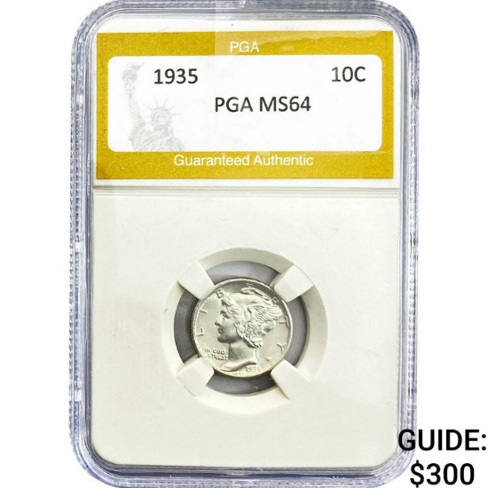 1935 Mercury Silver Dime PGA MS64