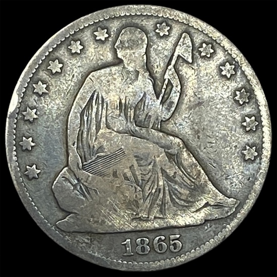 1865 Silver Seated Liberty Half Dollar NICELY CIRCULATED