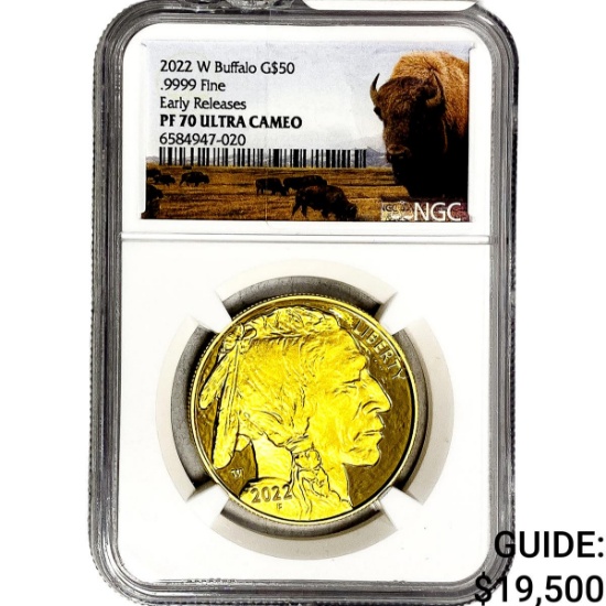 2022-W 1oz Gold $50 Buffalo NGC PF70 UC