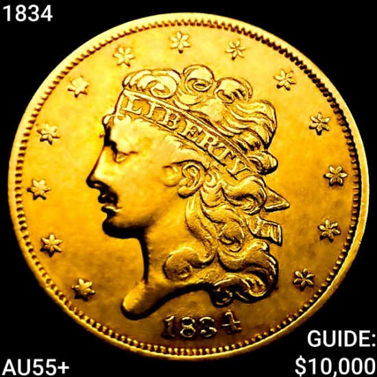 1834 $5 Gold Half Eagle HIGH GRADE+