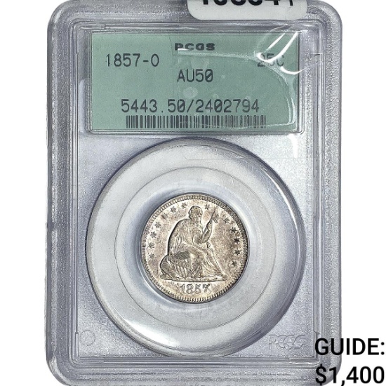1857-O Seated Liberty Quarter PCGS AU50