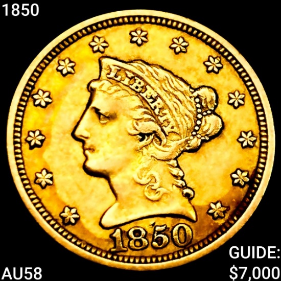1850 $2.50 Gold Quarter Eagle CHOICE AU
