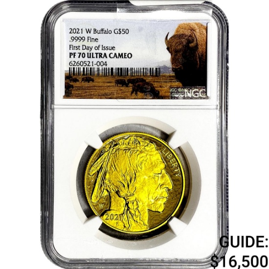 2021-W 1oz Gold $50 Buffalo NGC PF70 UC