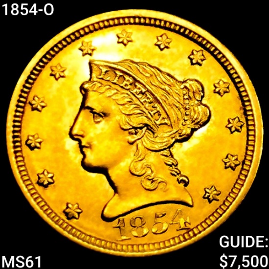 1854-O $2.50 Gold Quarter Eagle UNCIRCULATED