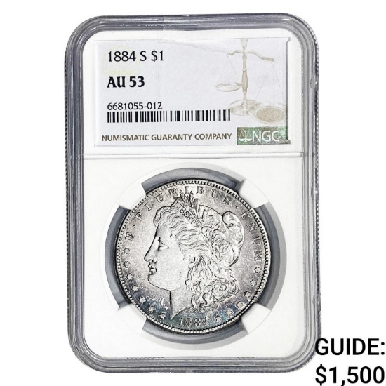 1884-S Morgan Silver Dollar NGC AU53