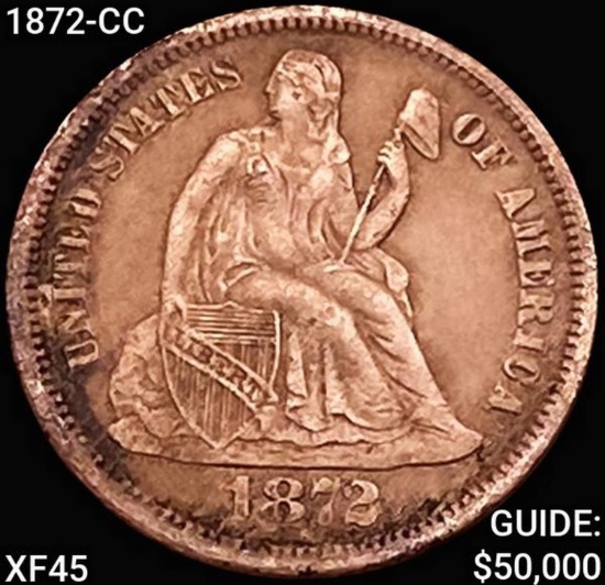 1872-CC Seated Liberty Dime NEARLY UNCIRCULATED
