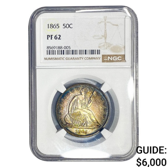 1865 Seated Liberty Half Dollar NGC PF62